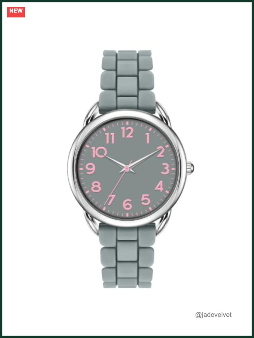 Analog Watch Large Numerals Easy Read Silicone Strap Water Resistant Casual